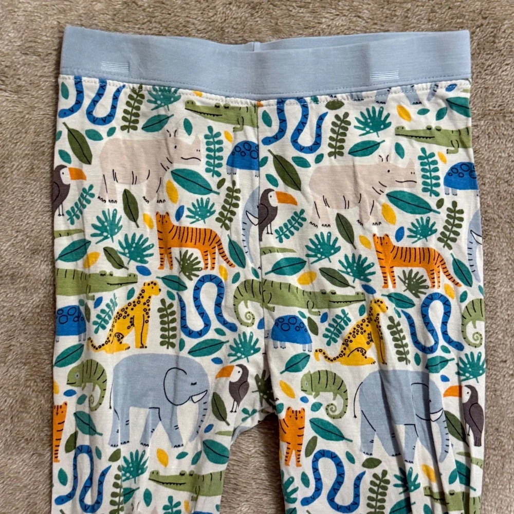 Little Sleepies Safari Bamboo Viscose Pajama Set 3T Blue Jungle Animal Print